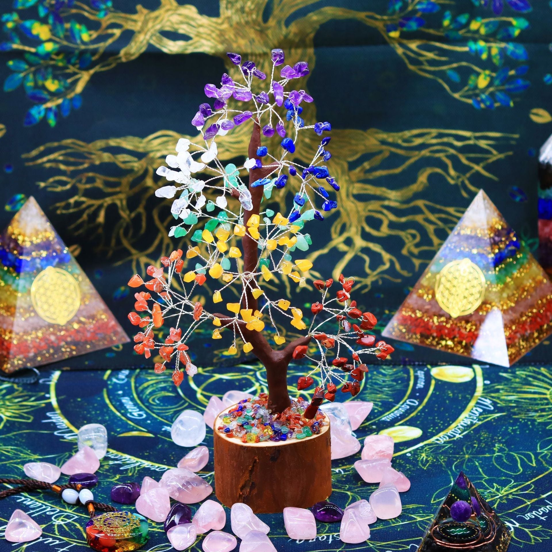 Arbre de Vie 7 Chakras en Pierres Naturelles pour la Sérénité - Biloria