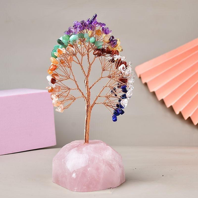 Arbre de Vie 7 Chakras Quartz Rose : amour & équilibre Feng Shui - Biloria