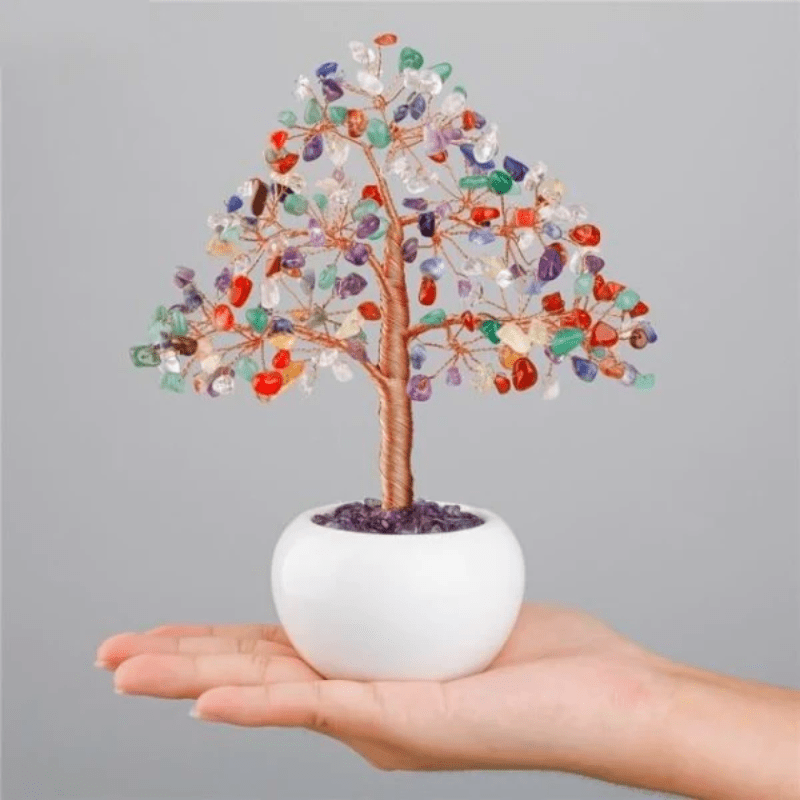Arbre de Vie Apaisement 7 Chakras, Améthyste ou Quartz Rose - Biloria