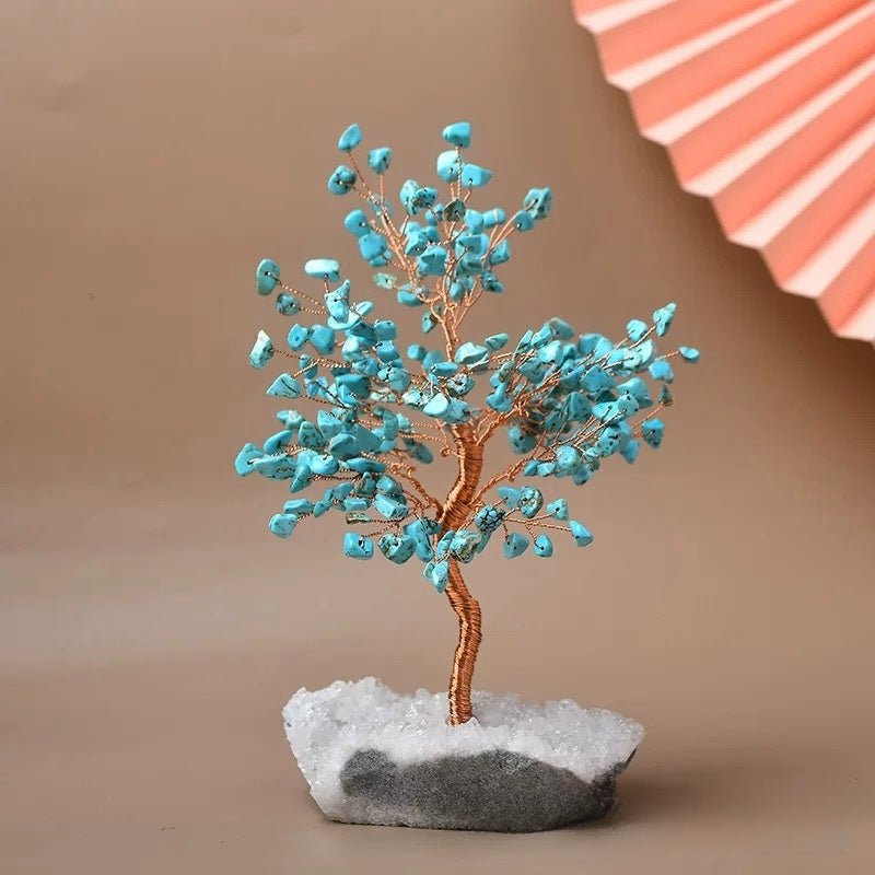 Arbre de Vie Citrine Tourmaline Turquoise - Déco Bureau Tendance - Biloria