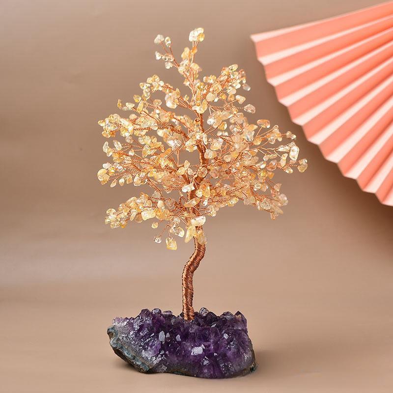 Arbre de Vie Citrine Tourmaline Turquoise - Déco Bureau Tendance - Biloria