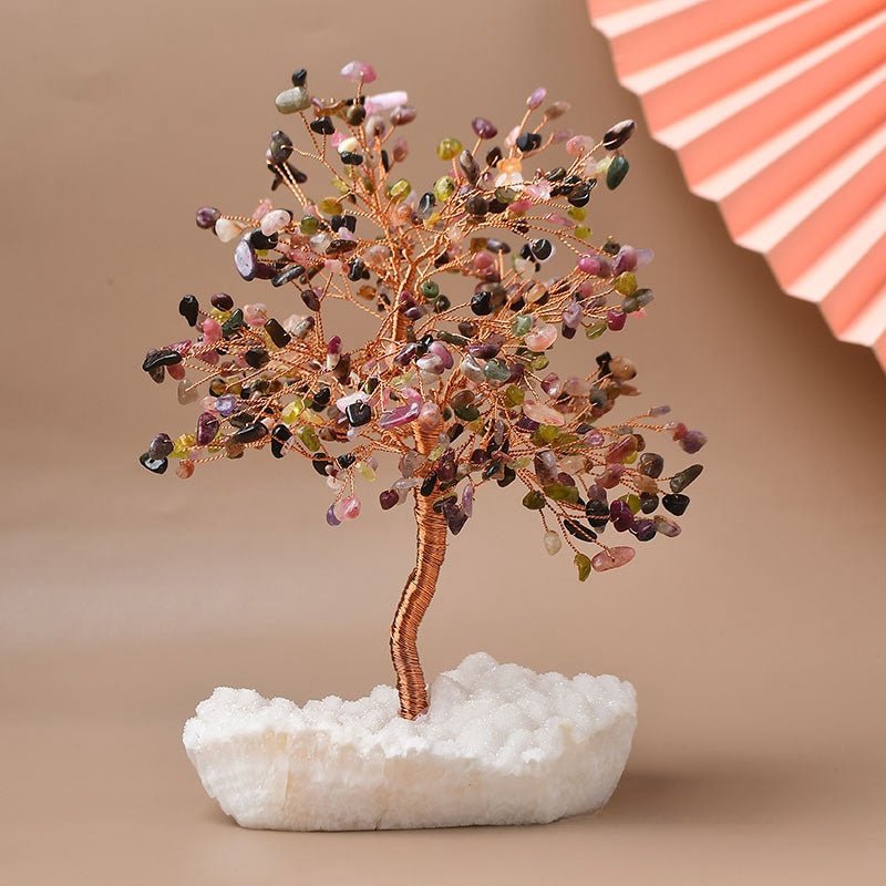 Arbre de Vie Citrine Tourmaline Turquoise - Déco Bureau Tendance - Biloria