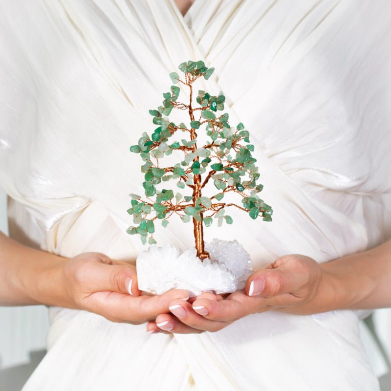 Arbre de Vie en Pierres Naturelles 20 cm sur Base Quartz Clair - Biloria