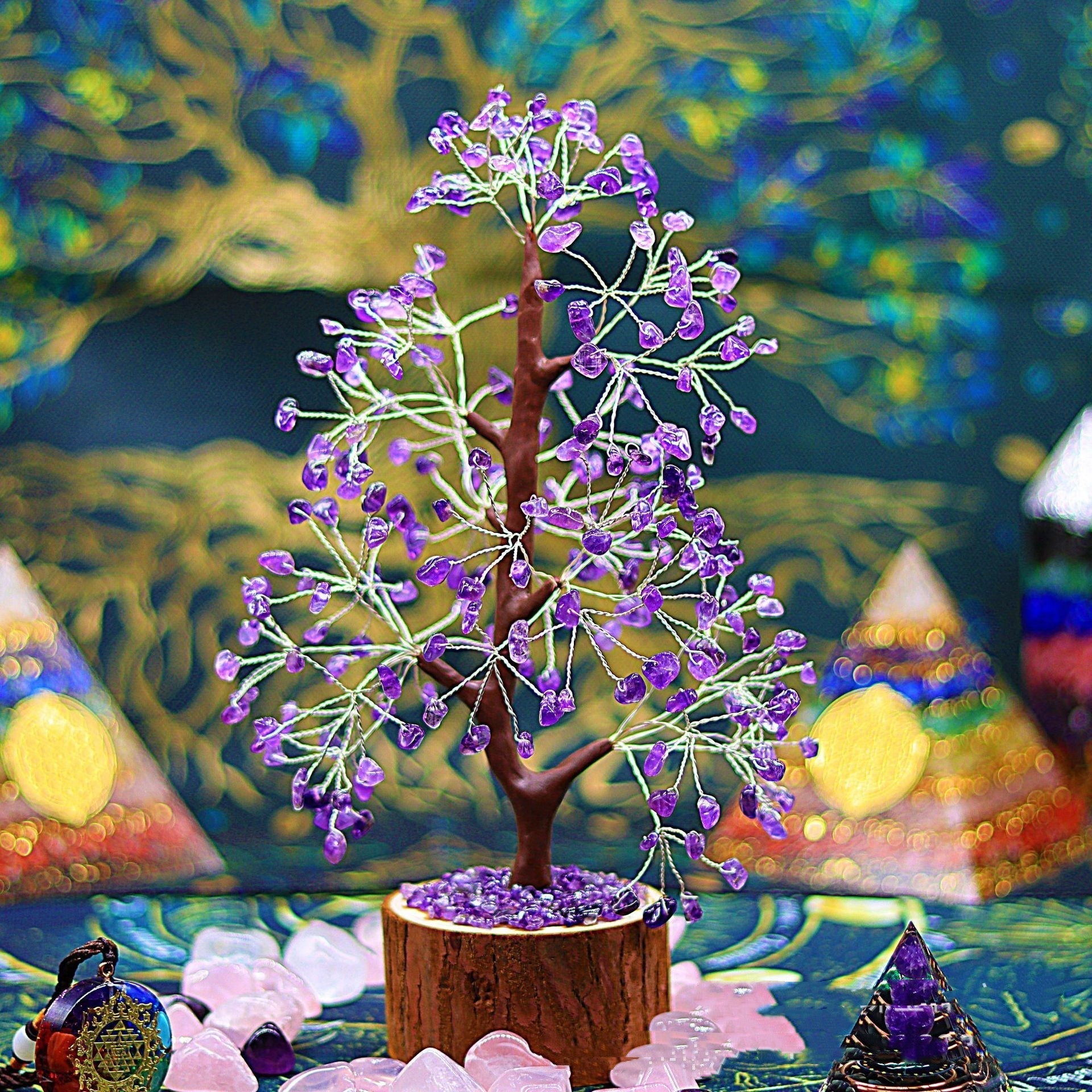 Arbre de Vie Pierres 7 Chakras Déco Bureau Tendance - Biloria