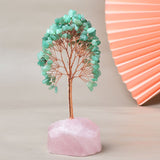 Arbre de Vie Plaisir sur Quartz Rose – Fait Main 15 cm - Biloria