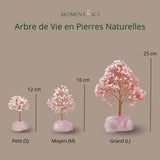 Arbre de Vie Plaisir sur Quartz Rose – Fait Main 15 cm - Biloria