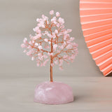 Arbre de Vie Plaisir sur Quartz Rose – Fait Main 15 cm - Biloria