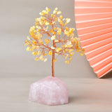 Arbre de Vie Plaisir sur Quartz Rose – Fait Main 15 cm - Biloria