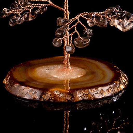 Arbre de Vie Quartz Fumé Agate 11 cm – Détachement et Ancrage - Biloria