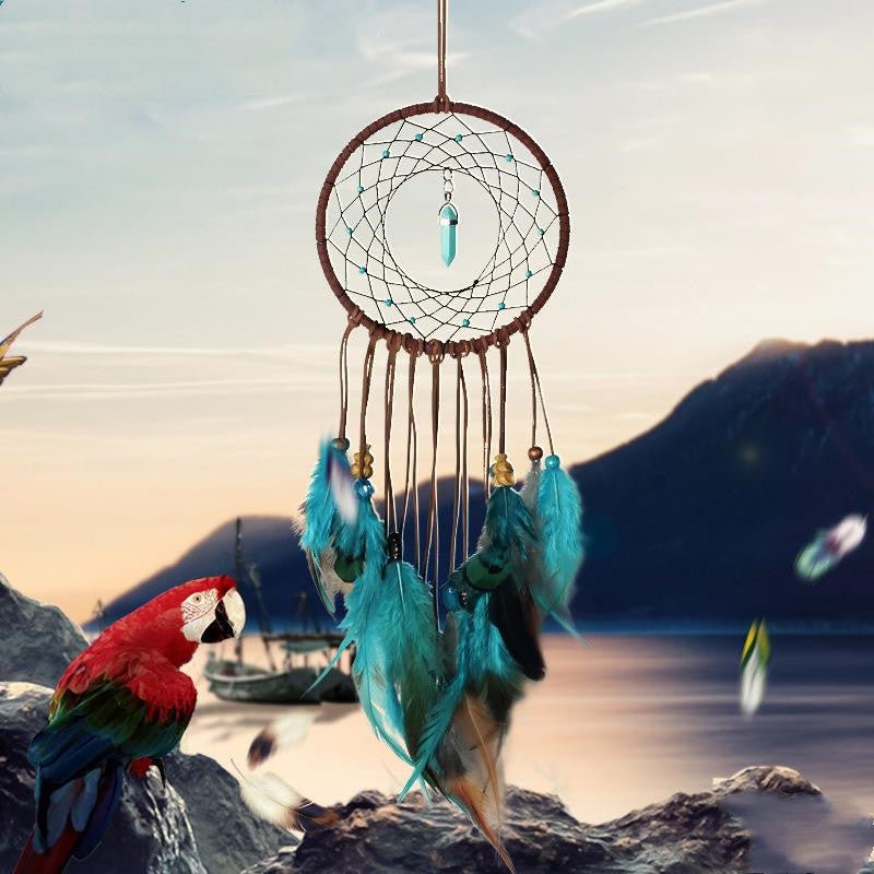Attrape Rêve Artisanal Turquoise pour Sommeil Réparateur - Biloria