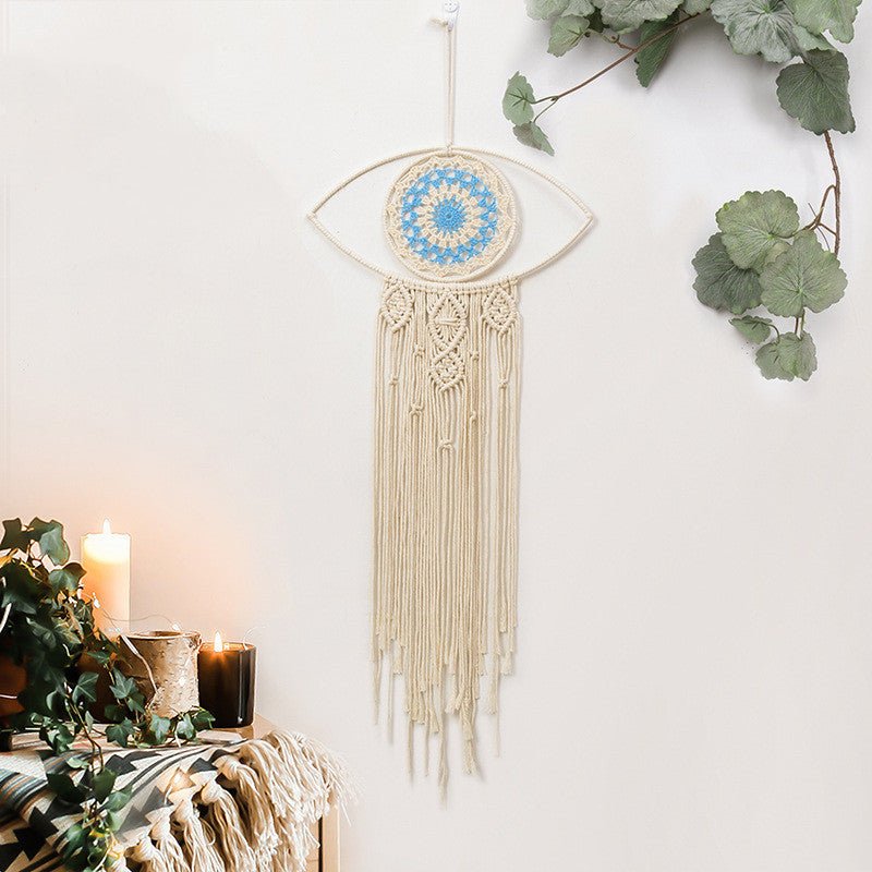Attrape-rêve macramé protecteur Mauvais Œil blanc - Biloria