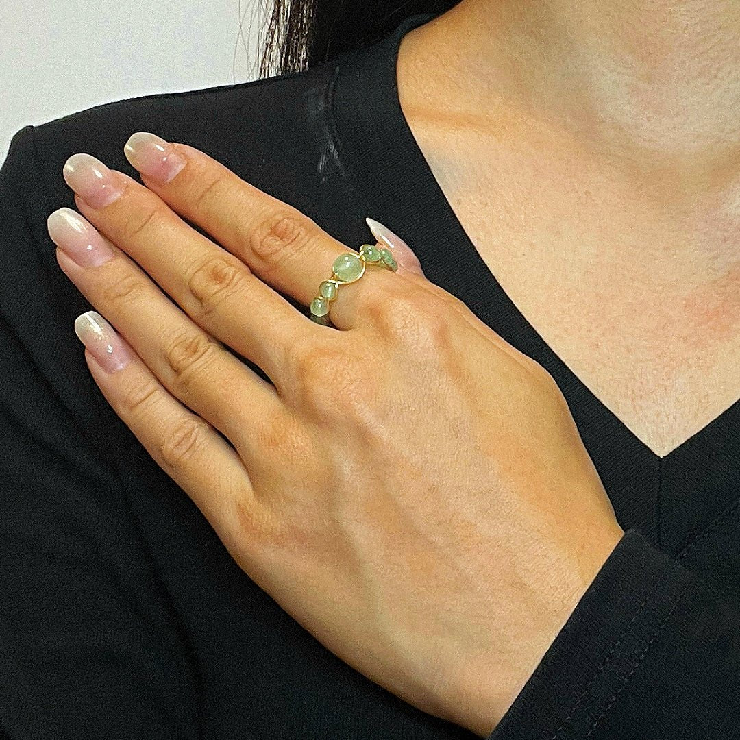 Aventurine Bague Ajustable Double Éclat Vert Bien-Être - Biloria