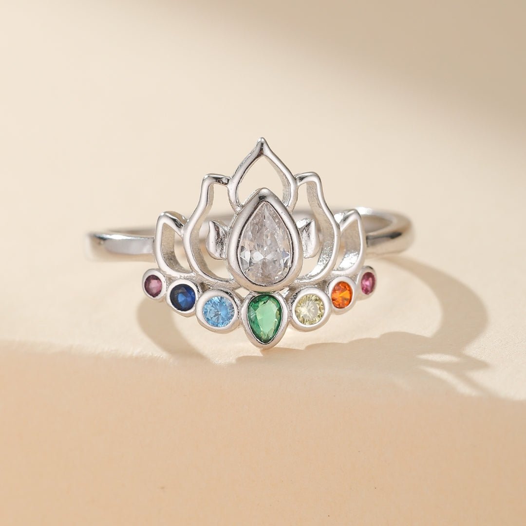 Bague 7 Chakras Lotus Argent 925 – Harmonie et Équilibre - Biloria