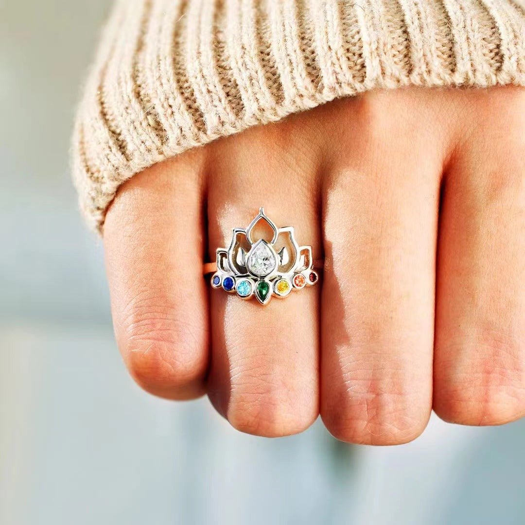 Bague 7 Chakras Lotus Argent 925 – Harmonie et Équilibre - Biloria