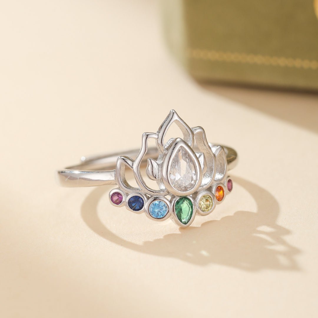 Bague 7 Chakras Lotus Argent 925 – Harmonie et Équilibre - Biloria