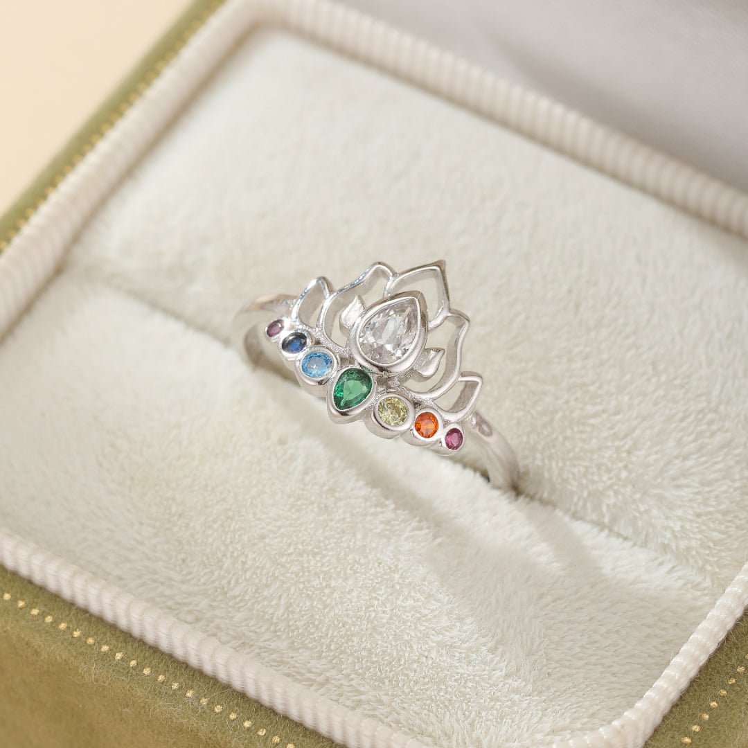 Bague 7 Chakras Lotus Argent 925 – Harmonie et Équilibre - Biloria
