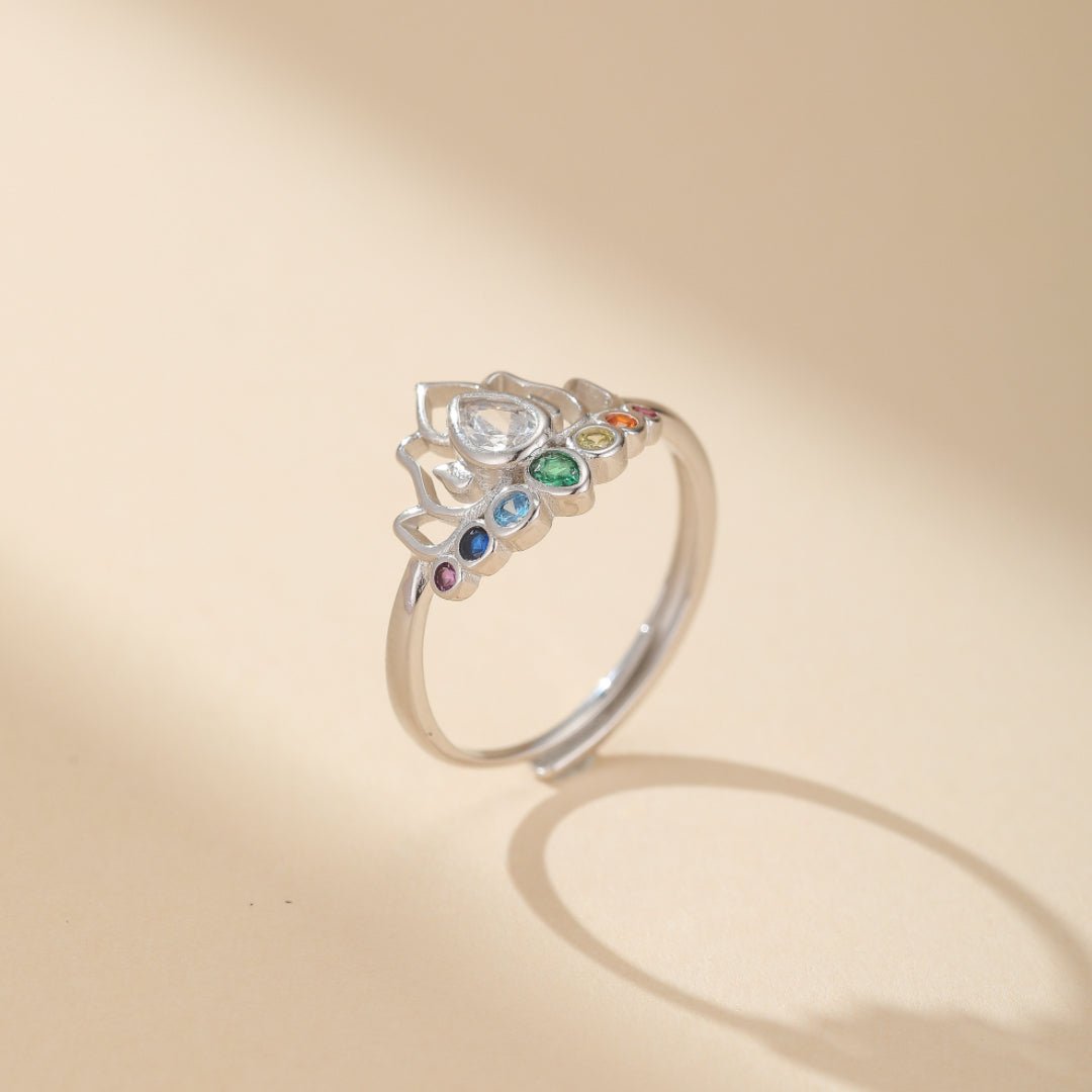 Bague 7 Chakras Lotus Argent 925 – Harmonie et Équilibre - Biloria
