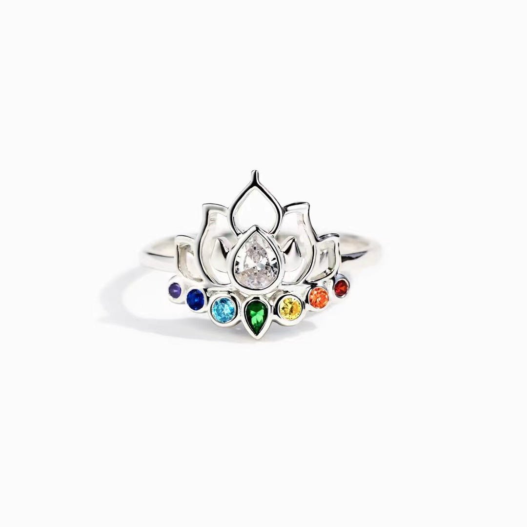Bague 7 Chakras Lotus Argent 925 – Harmonie et Équilibre - Biloria