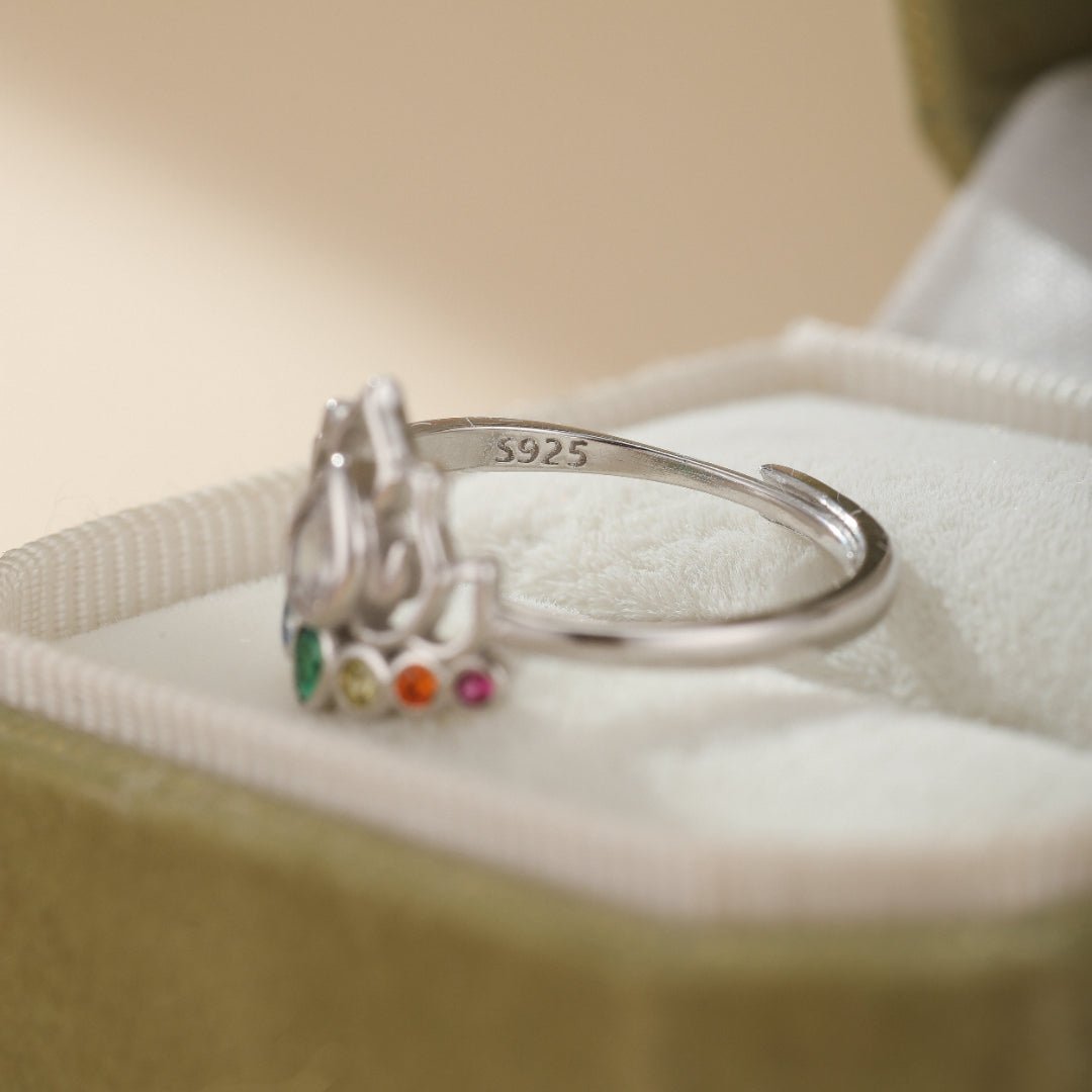 Bague 7 Chakras Lotus Argent 925 – Harmonie et Équilibre - Biloria