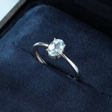 Bague à la Topaze Bleue Ajustable – Argent 925, Bijou Bureau Tendance - Biloria