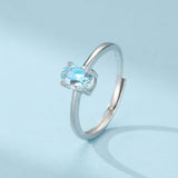 Bague à la Topaze Bleue Ajustable – Argent 925, Bijou Bureau Tendance - Biloria