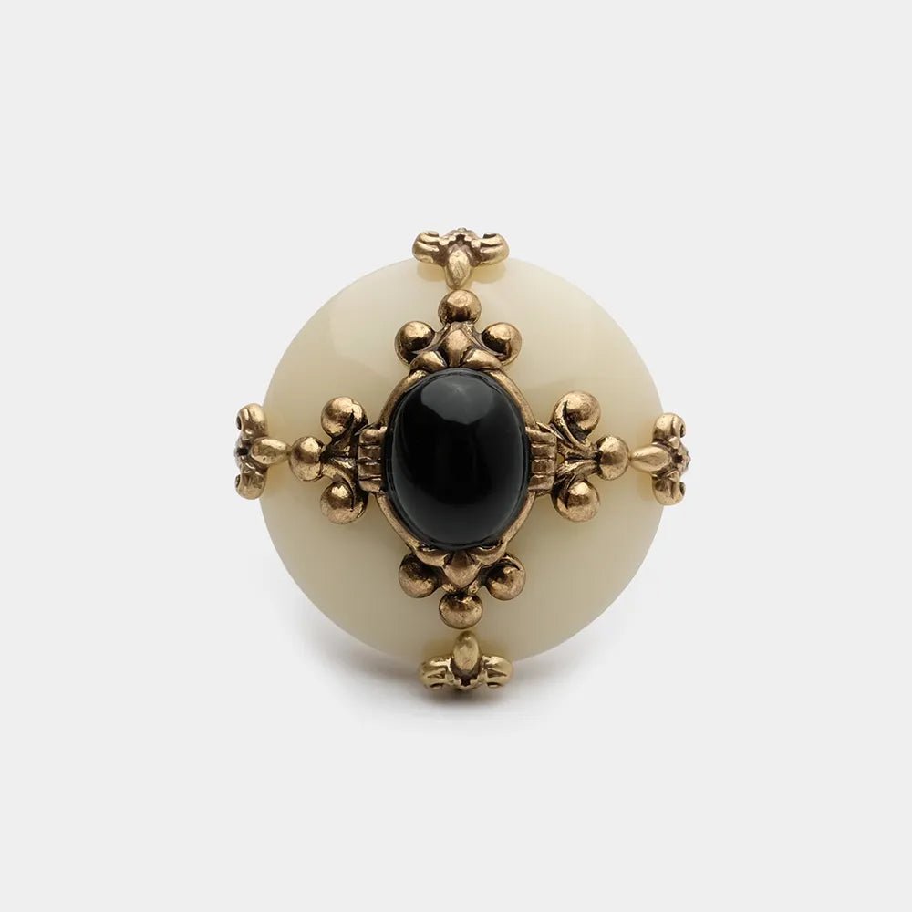 Bague Agate Noire Fleur de Lys – Bijou Spirituel Protecteur - Biloria