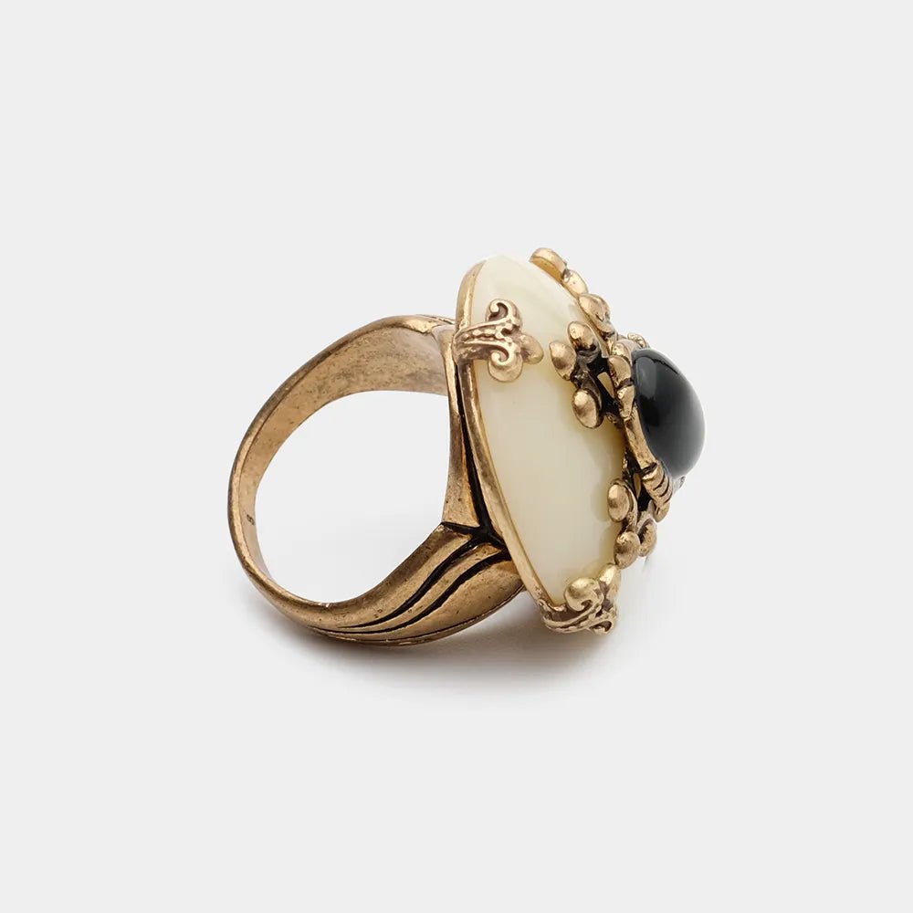 Bague Agate Noire Fleur de Lys – Bijou Spirituel Protecteur - Biloria