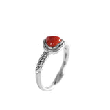 Bague Agate Rouge Cœur Passion en Argent - Biloria