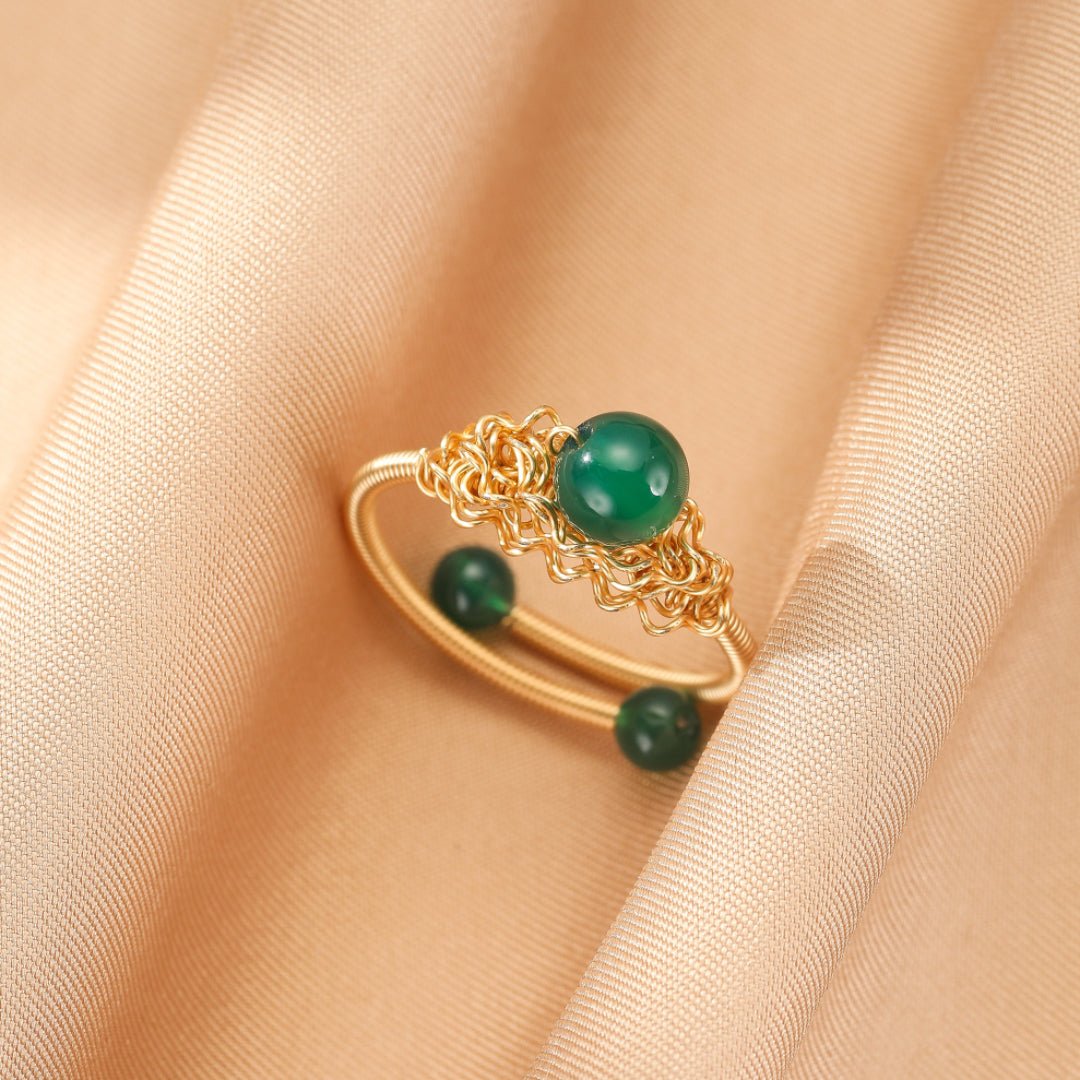 Bague Agate Verte Ajustable – Pierre de Vitalité - Biloria