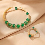 Bague Agate Verte Ajustable – Pierre de Vitalité - Biloria