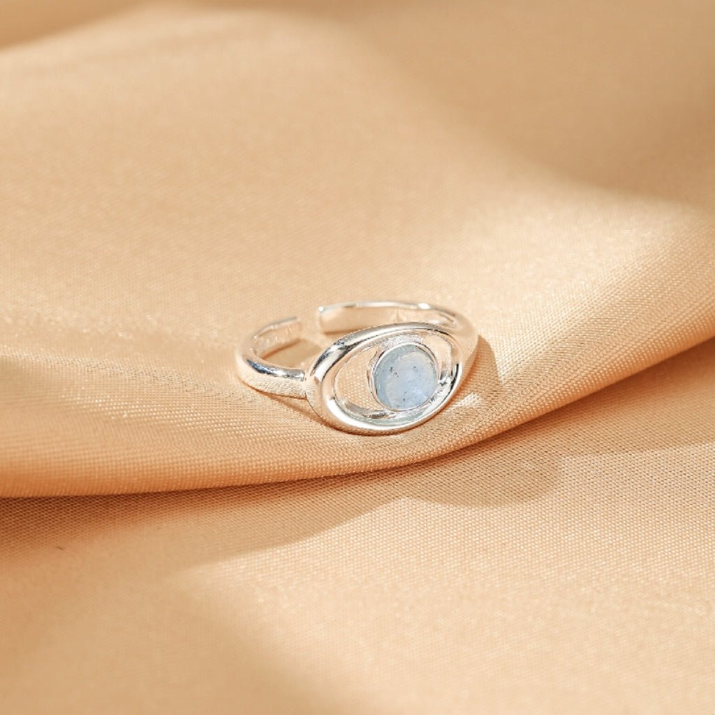 Bague Aigue Marine ajustable Argent 925 – Cadeau apaisant - Biloria
