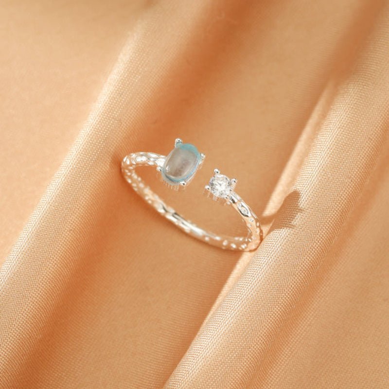Bague Aigue Marine Ajustable Argent S925 Sérénité - Biloria