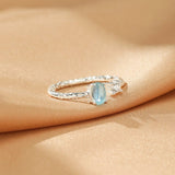 Bague Aigue Marine Ajustable Argent S925 Sérénité - Biloria