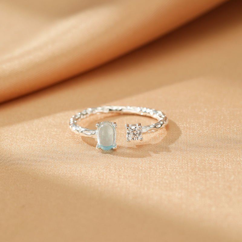 Bague Aigue Marine Ajustable Argent S925 Sérénité - Biloria