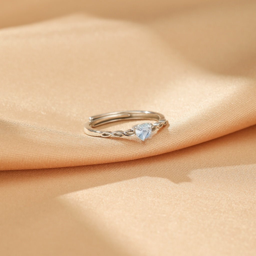Bague Aigue-marine ajustable en argent | Cœur serein - Biloria