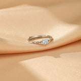 Bague Aigue-marine ajustable en argent | Cœur serein - Biloria