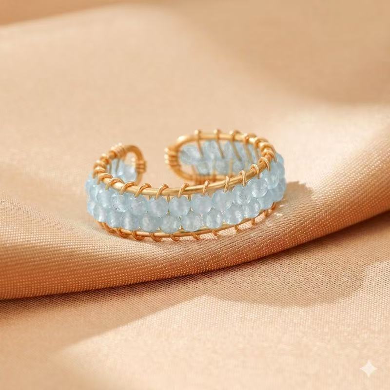 Bague Aigue marine ajustable pour apaiser votre intérieur - Biloria