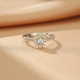 Bague Aigue-marine Argent 925 ajustable pour quotidien - Biloria