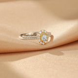 Bague Aigue-marine Argent 925 ajustable pour quotidien - Biloria