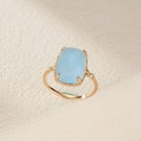 Bague Aigue Marine Argent Plaqué Or, Bijou Apaisant pour la Sérénité - Biloria