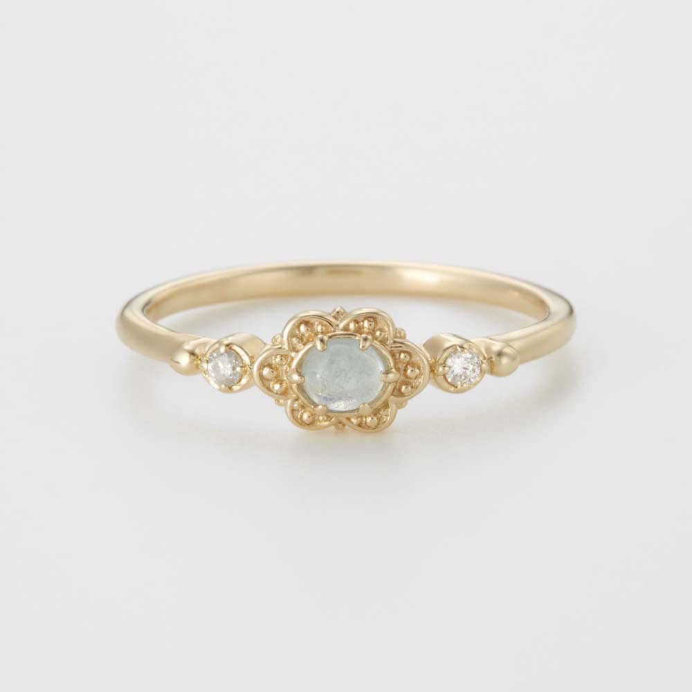 Bague Aigue Marine Aura Marine Argent Plaqué Or : apaisement et pureté - Biloria