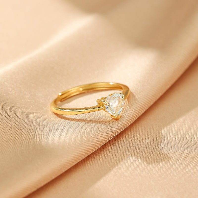 Bague Aigue Marine Cœur Céleste – Bijou Ajustable Argent Plaqué Or - Biloria