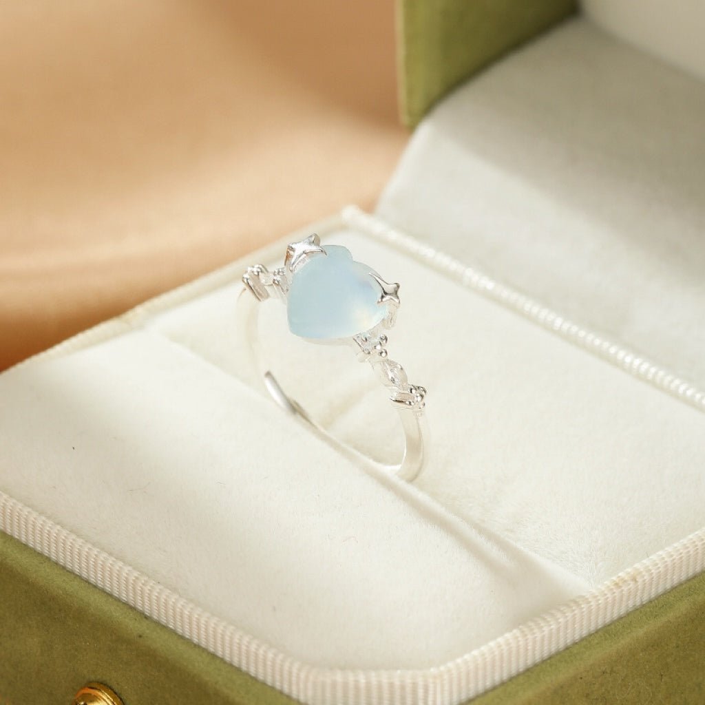 Bague Aigue-marine Cœur Étoilé en Argent 925 - Biloria