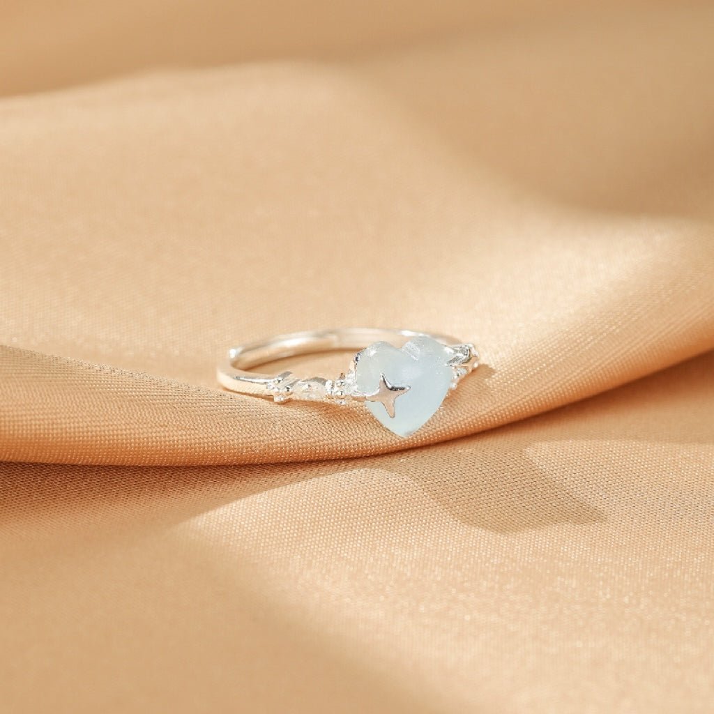 Bague Aigue-marine Cœur Étoilé en Argent 925 - Biloria