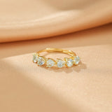 Bague Aigue Marine Cœurs Célestes Argent Plaqué Or - Biloria