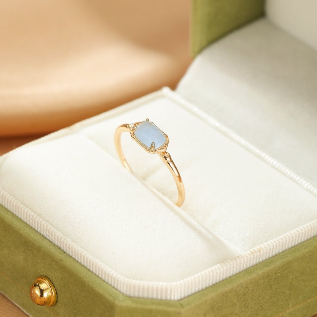 Bague Aigue Marine en Argent Plaqué Or – Bijou Sérénité - Biloria