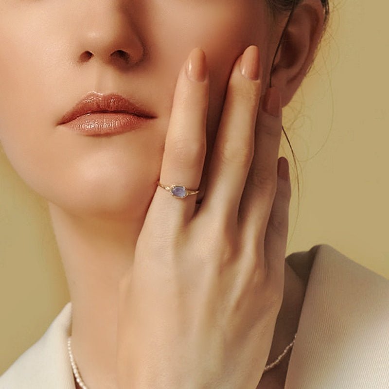 Bague Aigue Marine en Argent Plaqué Or – Bijou Sérénité - Biloria