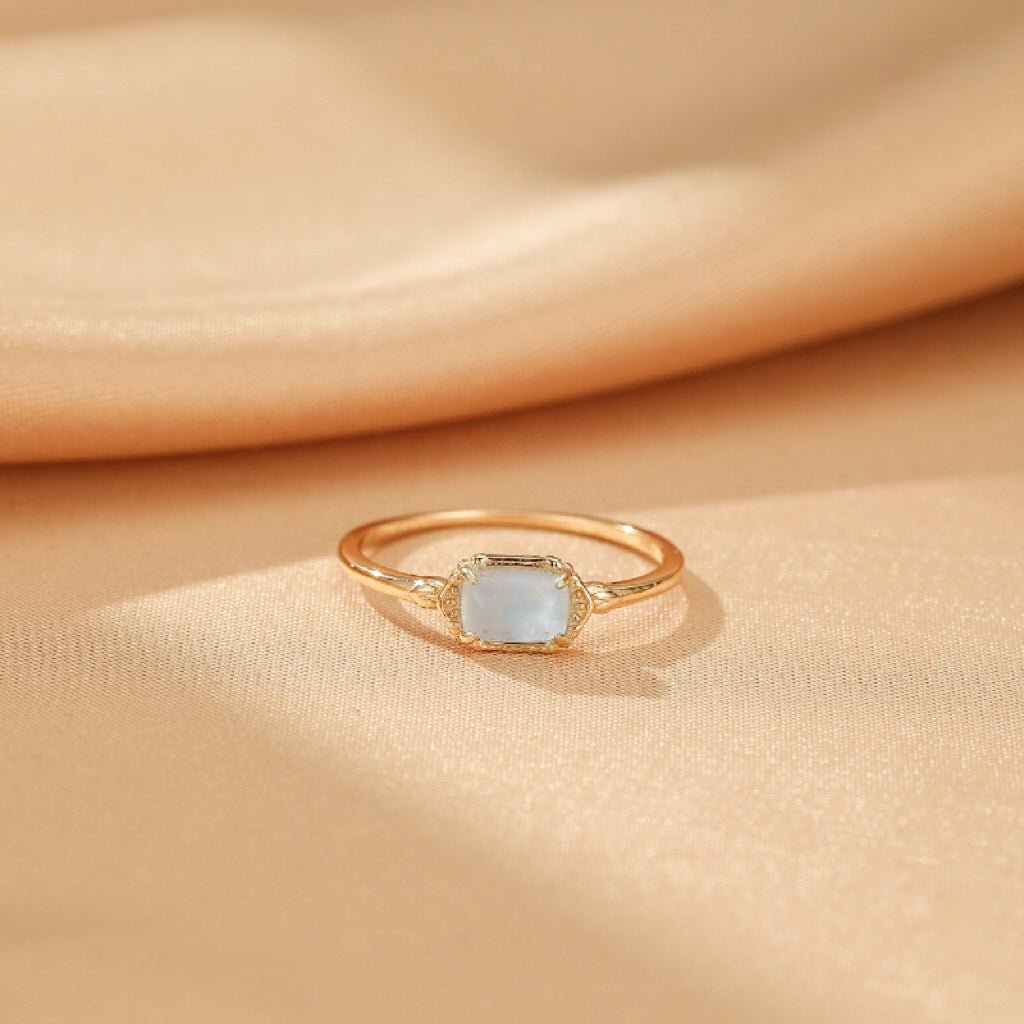 Bague Aigue Marine en Argent Plaqué Or – Bijou Sérénité - Biloria