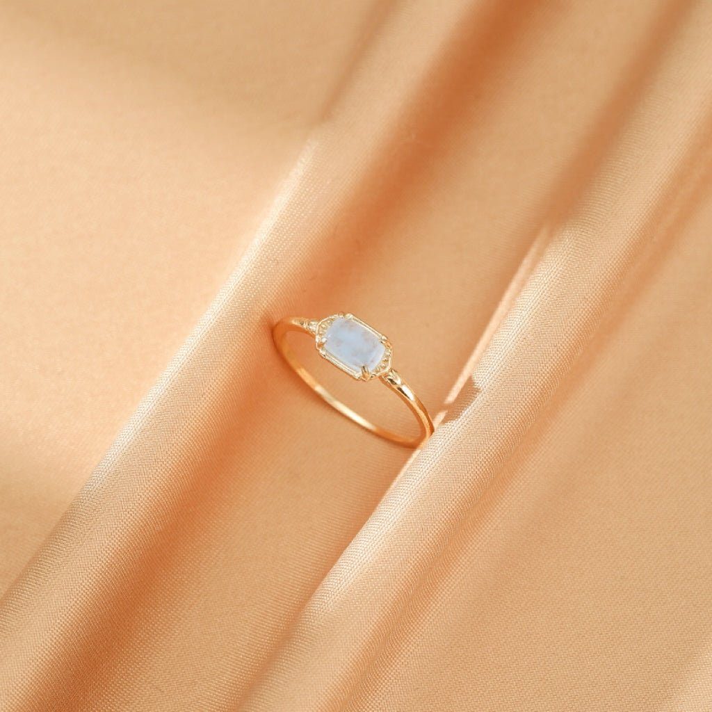 Bague Aigue Marine en Argent Plaqué Or – Bijou Sérénité - Biloria