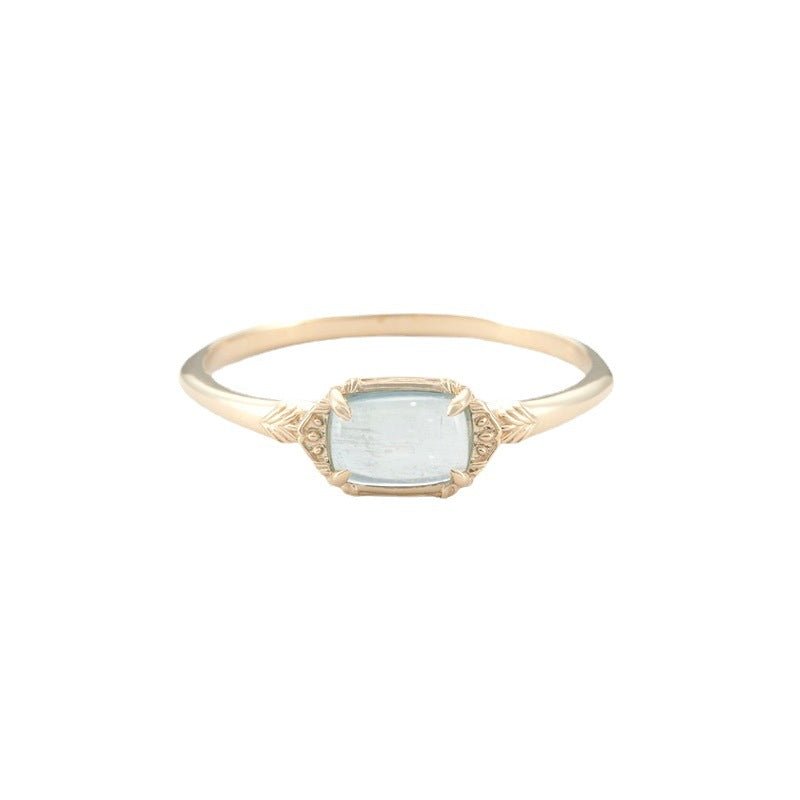 Bague Aigue Marine en Argent Plaqué Or – Bijou Sérénité - Biloria
